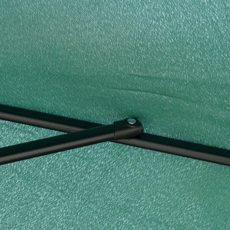 Outsunny 2.7m Patio Parasol Garden Umbrellas Outdoor Sun Shade Table Umbrella with Tilt, Crank, 8 Ribs, Ruffles, Green