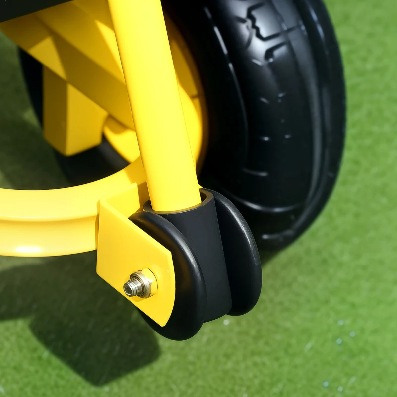 Outsunny Carrinho de Jardim Carga 200 kg com Paineis Laterais Desmontáveis Guiador Giratório 180° e 4 Rodas  de Borracha Preto e Amarelo