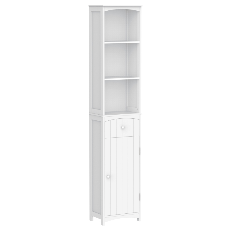 HOMCOM Meuble Colonne de Salle de Bain Meuble colonne rangement WC avec étagère et tiroir, placard 34L x 24l x 170H cm Blanc