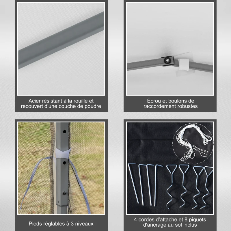 Outsunny Tonnelle pop-up Barnum Pliant Style Colonial 3 x 3 m 4 moustiquaires + Sac de Transport crème