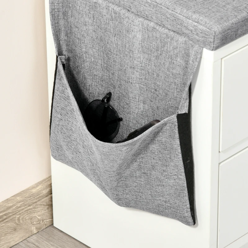 HOMCOM Meuble Chaussures et Banc à Chaussures avec Coussin Gris 2 étagères et 2 tiroirs MDF 80,5 x 30,5 x 43,5 cm Gris et Blanc