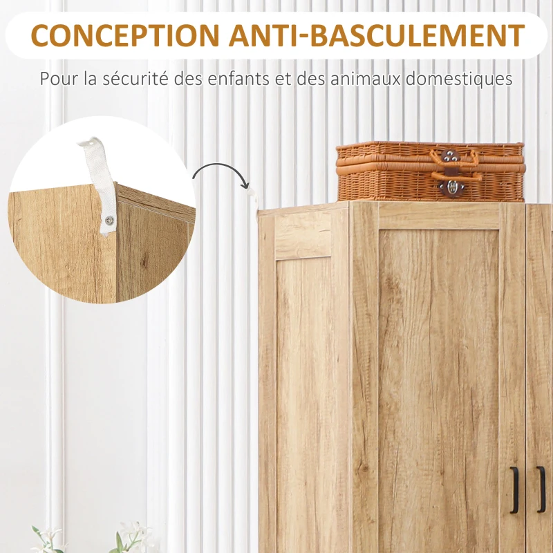 HOMCOM Armoire à vêtements armoire de rangement 2 portes et 2 tiroirs avec tringle - 80 x 54 x 180 cm