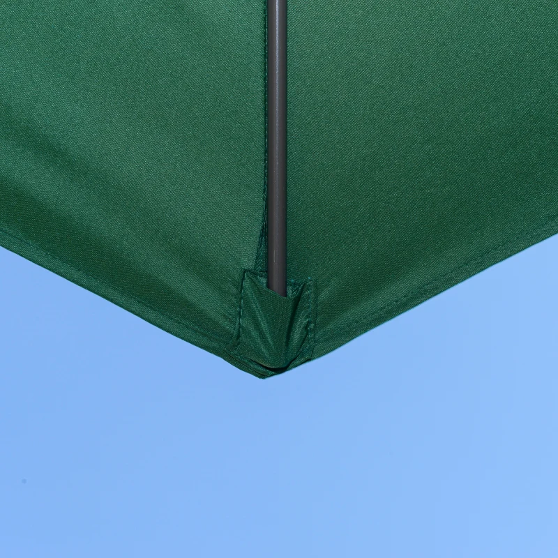 Outsunny 2.7m Banana Parasol Cantilever Umbrella with Crank Handle, Double Tier Canopy and Cross Base for Outdoor, Hanging Sun Shade, Green