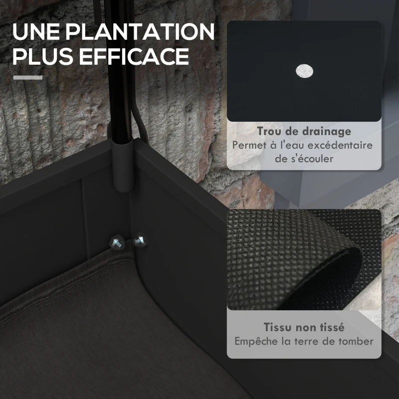 Outsunny Jardinière surélevée avec bâche transparente, 2 roulettes et 1 étagère inférieure, dim. 80L x 40l x 120H cm