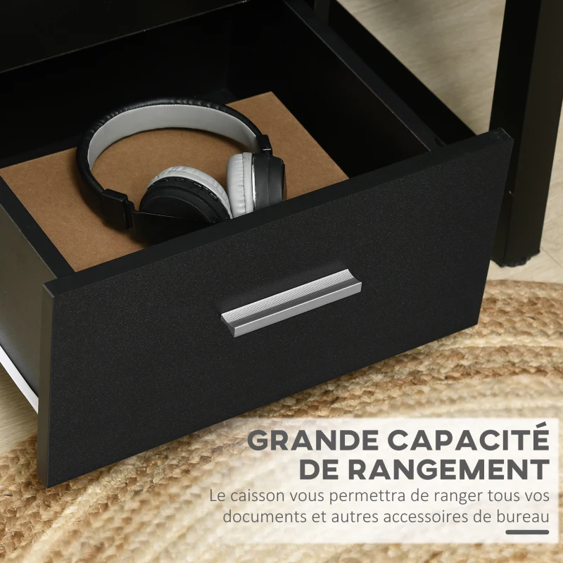 Vinsetto Caisson de Bureau Rangement Bureau sur Roulettes 3 Tiroirs Verrouillables 40 x 40 x 61,5 cm Noir