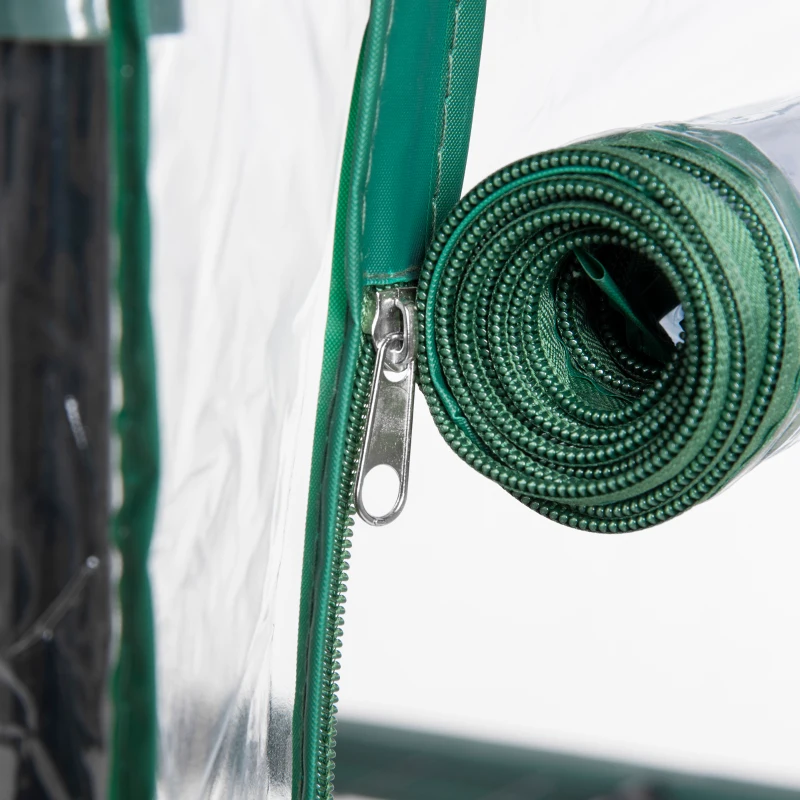 Outsunny Serre de jardin avec étagères 4 niveaux, serre de balcon, bâche renforcée PVC, châssis en acier, porte zippée, pour légumes plante fleurs, intérieur et extérieur, 70x50x160cm, transparente