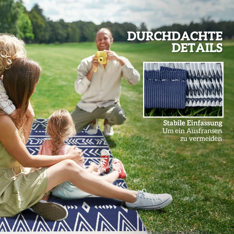 Outsunny Outdoor Teppich robuster Wetterfest Outdoorteppich, Carpet mit Boho-Style, Outdoor-Teppich für Wohnzimmer Balkon