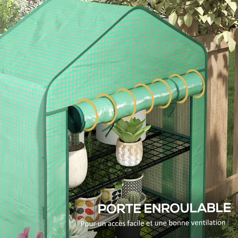 Outsunny Serre de Jardin Balcon étagère Serre 4 Niveaux 90L x 49l x 160H cm Acier galvanisé bâche Amovible PE Haute densité Vert