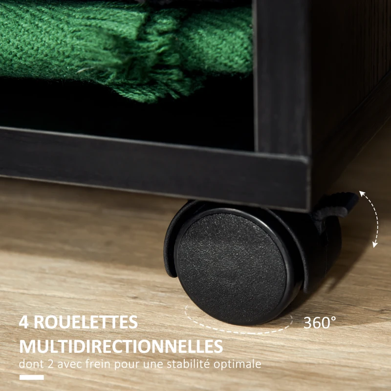 HOMCOM Armoire penderie étagère 2 niches penderie 4 roulettes pivotantes dim. 60L x 40l x 128H cm Coloris Noir