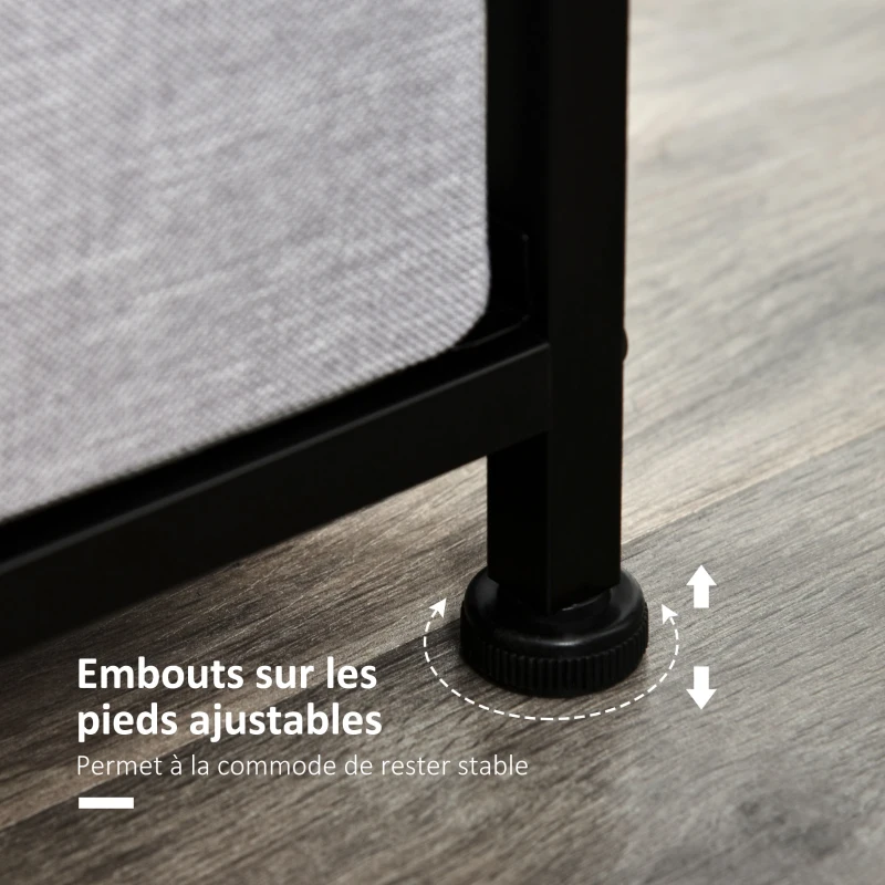 HOMCOM Commode Chiffonnier Meuble de Rangement 8 tiroirs Pliables en Tissu 100 x 30 x 78,5 cm Gris