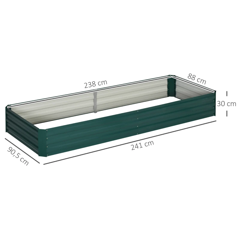 Outsunny Jardinière extérieur Carré Potager de Jardin dim. 241L x 90l x 30H cm tôle d'acier ondulée Vert foncé