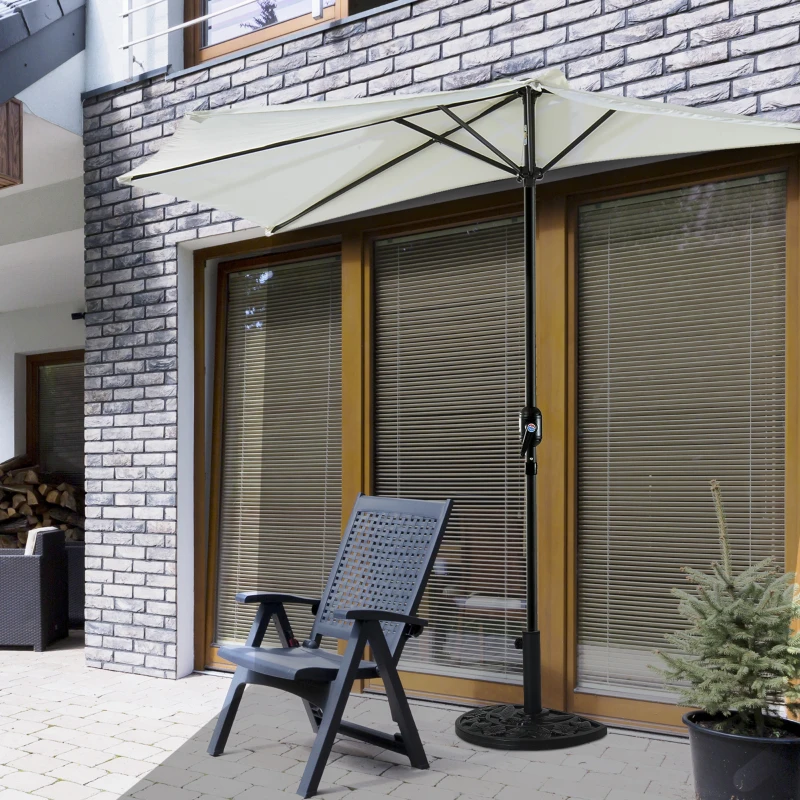 Outsunny 9kg Cement Concrete Half Round Parasol Base Umbrella Stand Garden Outdoor Accessories - Adjustable Coupler Suitable Umbrella Rod: Φ3.5cm, Φ3.8cm, Φ4.8cm