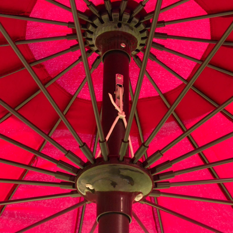 Outsunny 2.5m Shanghai Garden Parasol Umbrella with Crank & Tilt, Adjustable Outdoor Sun Shade, Red