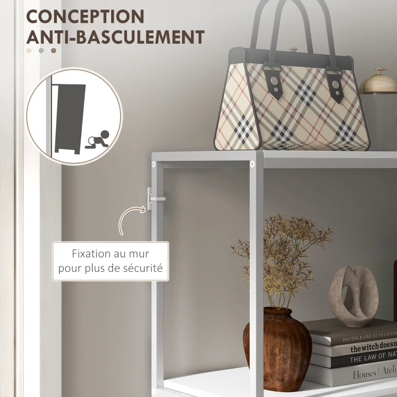 HOMCOM Table console en acier 2 étagères design moderne pour salon entrée couloir 100 x 30 x 87 cm blanc