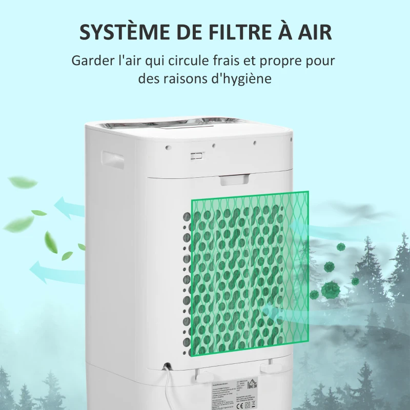 HOMCOM Refroidisseur d'air portable mobile par évaporation 3 en 1 oscillation, 3 vitesses, télécommande, minuterie 8H, blanc