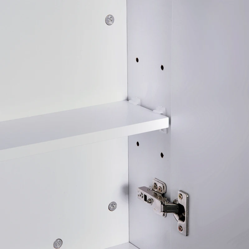 HOMCOM Armoire avec Miroir en Bois Rangement Salle de Bain Fermeture Porte Tampon MDF