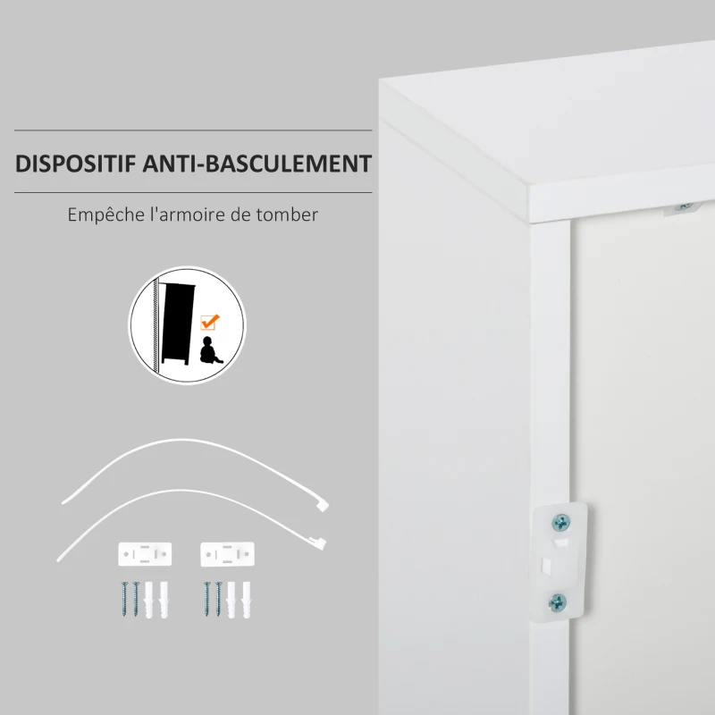 HOMCOM Meuble de rangement buffet commode armoire de rangement avec 2 tiroirs et 2 placards à portes, étagères réglables, pour salon, cuisine, chambre, 79 x 36 x 74 cm blanc