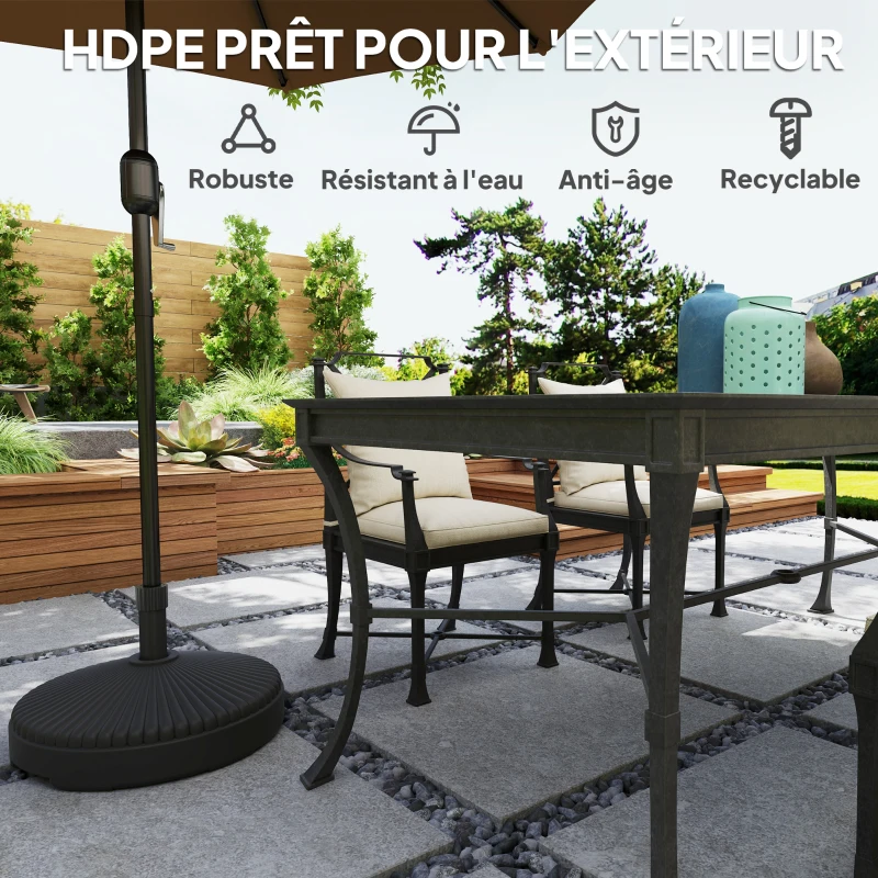 Outsunny Pied de parasol rond support parasol en HDPE remplissage eau sable pour terrasse piscine patio Ø 55 x 30 cm noir