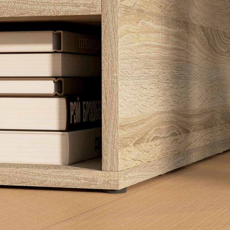 HOMCOM Organiseur bureau aspect bois avec 3 compartiments fournitures support d'imprimante dim. 47L x 40l x 22,5H cm