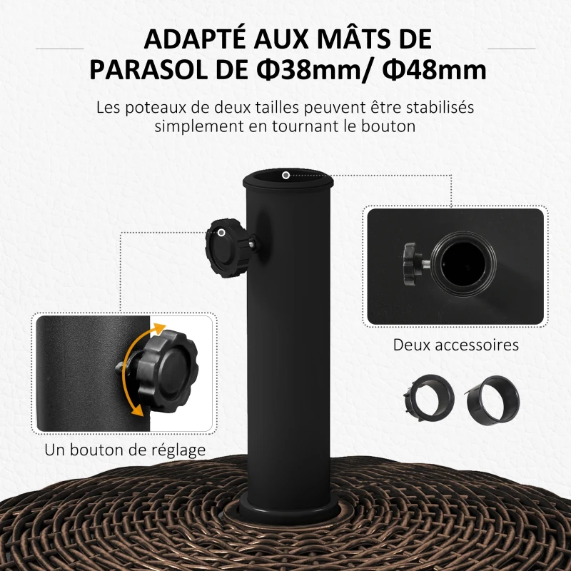 Outsunny Pied de parasol base de lestage poids net 22,7 kg en résine avec 4 roulettes - dim. Φ52 x 41H cm - bronze