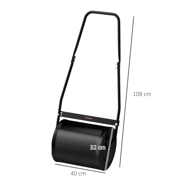 Outsunny Rouleau à Gazon Jardin en Acier avec poignée dim. 47L x 32l x 105H cm lestage Max. 30 L Noir