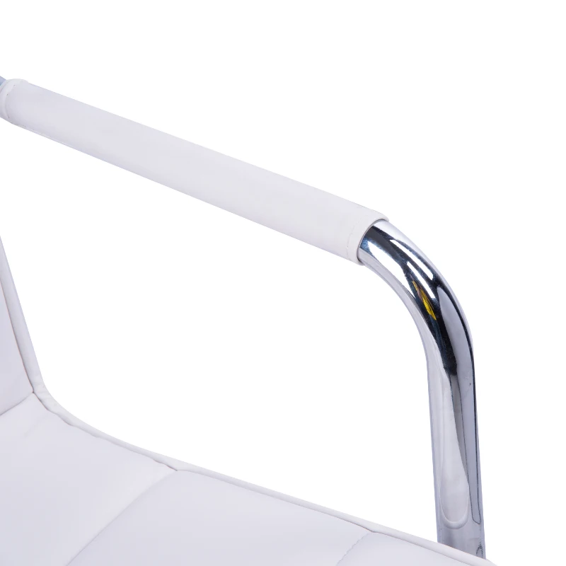 HOMCOM Chaise de bureau fauteuil manager pivotant hauteur réglable revêtement synthétique capitonné blanc