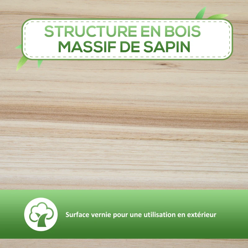 Outsunny Jardinière sur pieds potager avec étagère à lattes 90 x 40 x 81 cm inserts d'irrigation, géotextile inclus bois massif