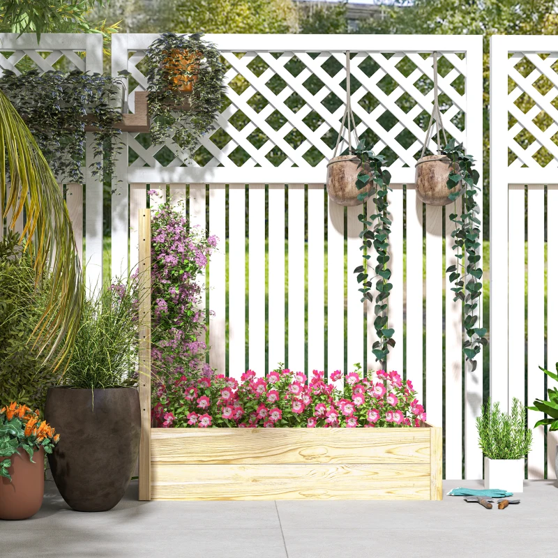 Outsunny Jardinière avec treillis bac à fleurs jardinière de jardin dim. 115L x 60l x 110H cm effet bois naturel