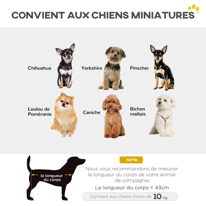 PawHut Poussette pour chien poussette petit chien pliable à 4 roues avec tige de poussée réglable 53 x 45 x 28 cm gris