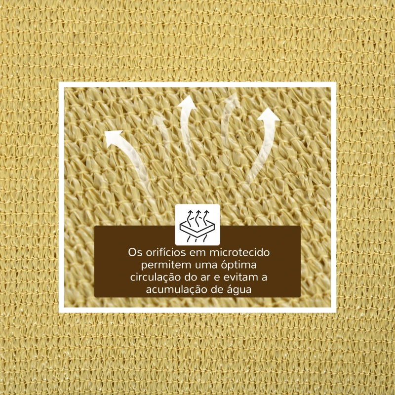 Outsunny Vela de Sombra Retangular 4x6 m Toldo Vela de HDPE com Anéis de Aço Inoxidável e Cordas para Jardim Pátio Bege