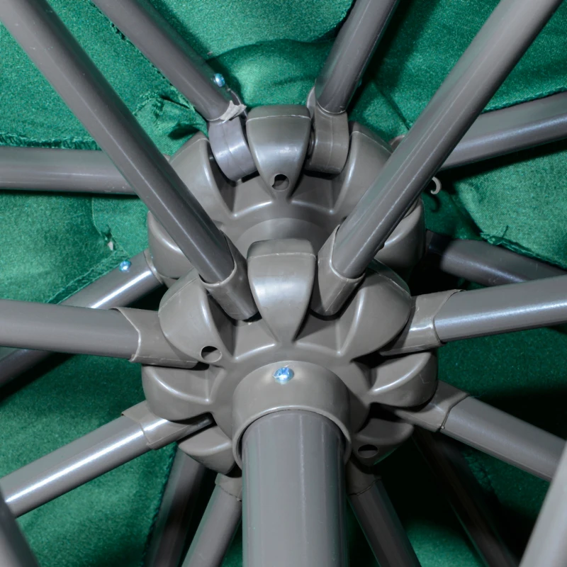 Outsunny 2.7m Banana Parasol Cantilever Umbrella with Crank Handle, Double Tier Canopy and Cross Base for Outdoor, Hanging Sun Shade, Green