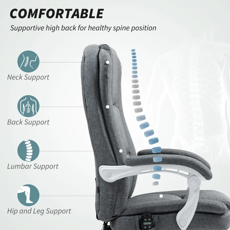 HOMCOM Six-Point Office Massage Chair, with Heat - Grey
