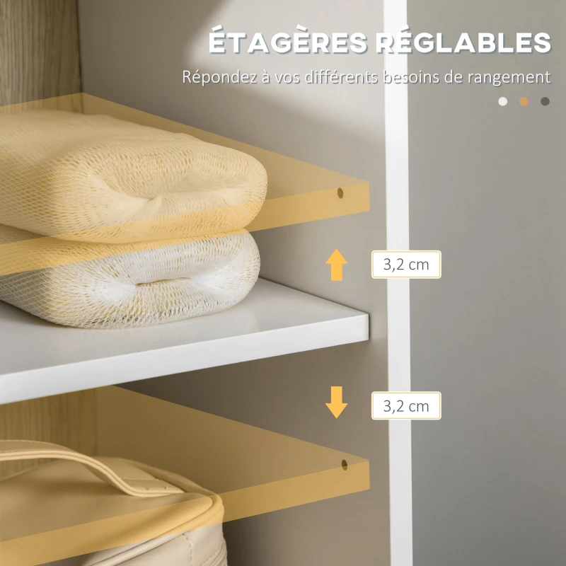 kleankin Meuble colonne de salle de bain armoire toilette haute pied épingle 2 placards avec étagère 30 x 31,5 x 169 cm