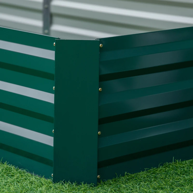 Outsunny Jardinière extérieur Carré Potager de Jardin dim. 241L x 90l x 30H cm tôle d'acier ondulée Vert foncé