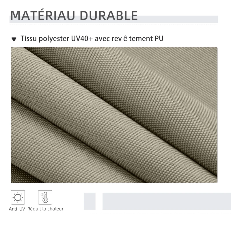 Outsunny Store vertical avec manivelle sans perçage brise-vue de balcon cadre en aluminium protection UV 200 x 305 cm sable