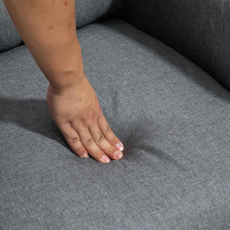 HOMCOM Fauteuil de relaxation inclinable manuellement avec repose-pied revêtement effet lin gris(m-9)