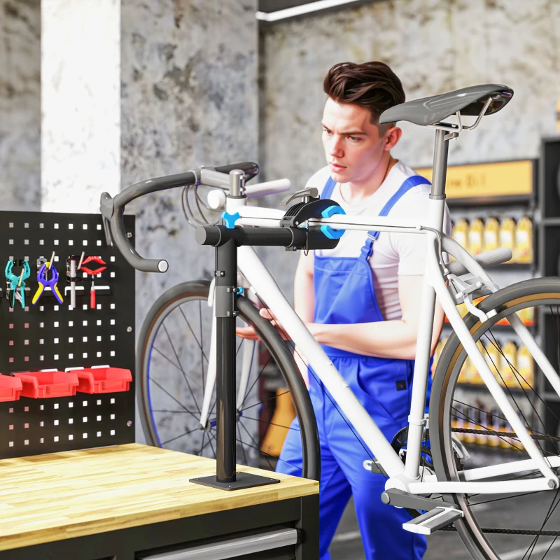 HOMCOM Support de réparation de vélo, réglable en hauteur, charge max. 25kg, montage entretien reparation VTT, vélo de route