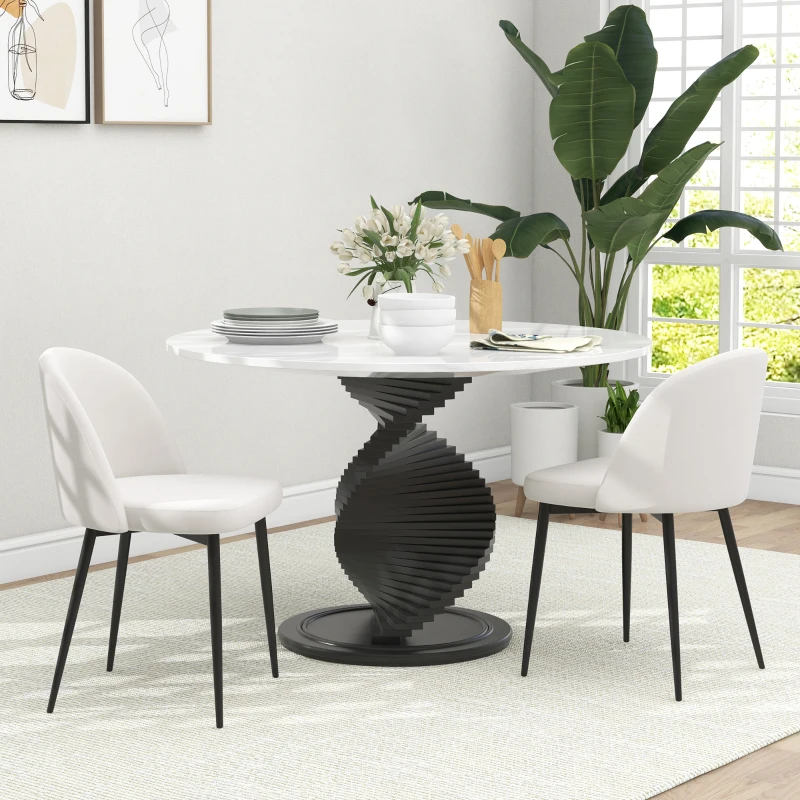 HOMCOM Lot de 2 chaises salle à manger chaise de cuisine scandinave chaise en velours rembourrée avec pieds effilés en métal