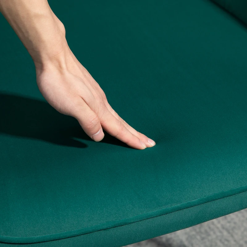 HOMCOM Fauteuil relax avec repose-pieds assorti style scandinave piètement métal noir revêtement aspect velours - Vert