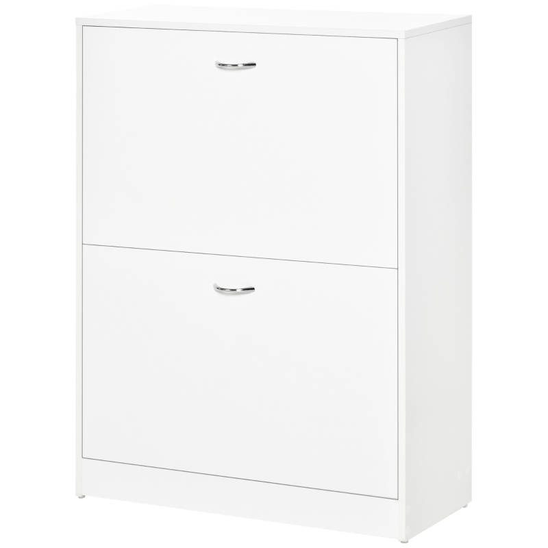 HOMCOM Armoire à Chaussures Meuble à Chaussures dim. 60L x 24l x 80H cm 2 Portes abattantes Blanc