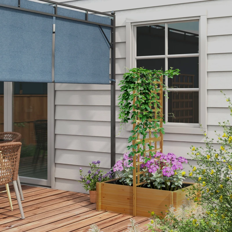 Outsunny Jardinière avec treillis, bac à fleurs en bois pour plantes grimpantes, légumes, 100 x 60 x 150 cm, naturel