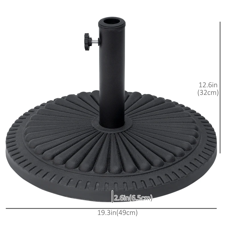 Outsunny 14kg Round Cement Parasol Base Umbrella Weight Stand Holder Fits Φ35mm,Φ38mm,Φ48mm Pole for Patio Outdoor Garden - Black