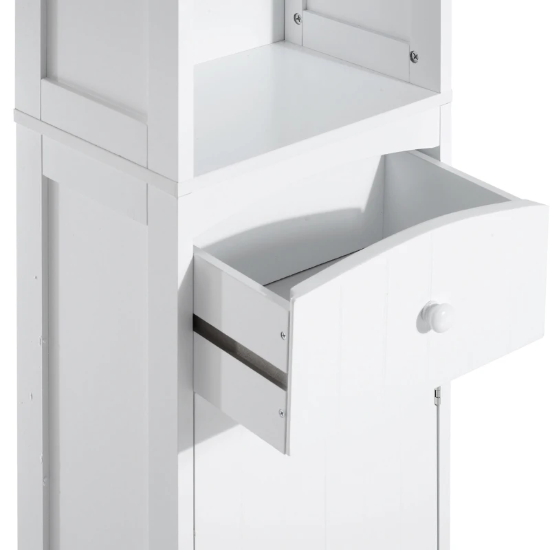 HOMCOM Meuble Colonne de Salle de Bain Meuble colonne rangement WC avec étagère et tiroir, placard 34L x 24l x 170H cm Blanc
