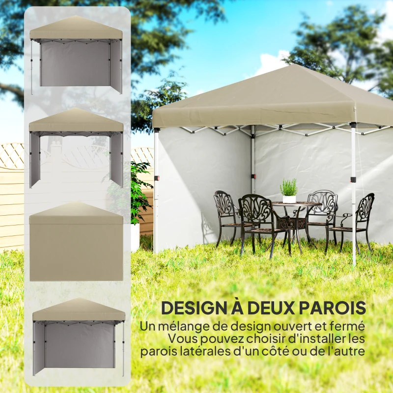 Outsunny Tonnelle barnum de jardin pop-up pliant réglable en hauteur protection UV 30+ 2 parois latérales sac de transport inclus