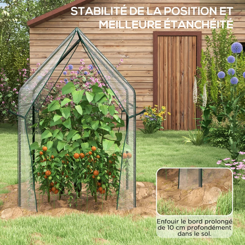 Outsunny Serre de jardin, Serre à Tomate pour le jardin avec 2 portes zippées, dim. 90 x 90 x 145cm