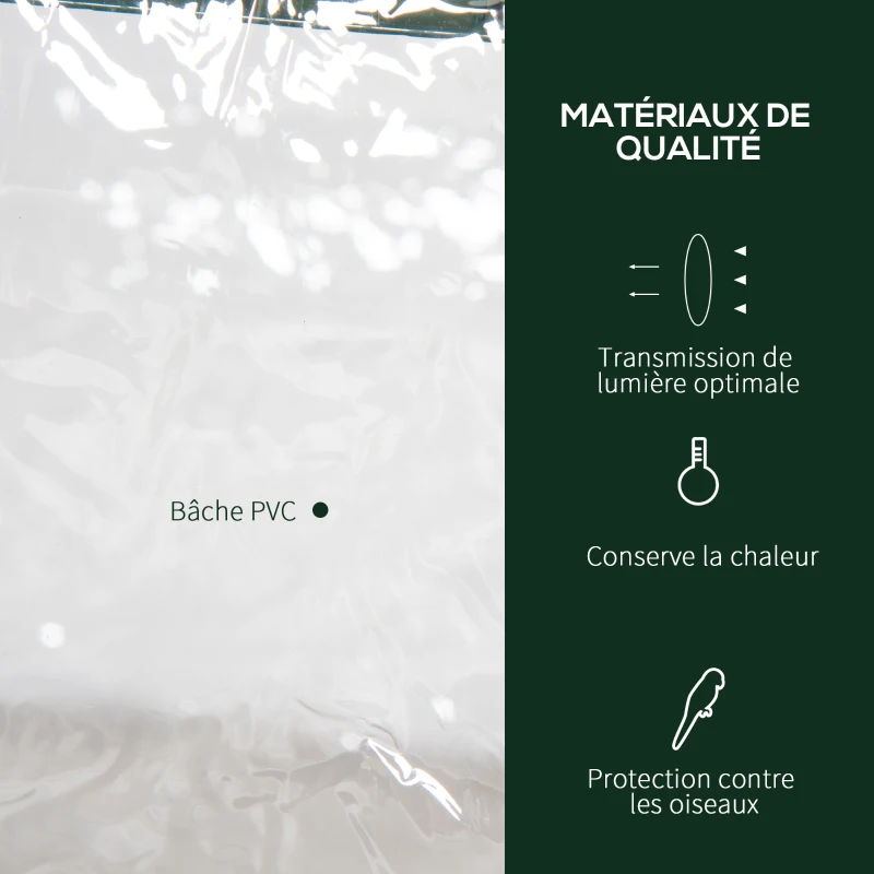 Outsunny Serre de jardin avec étagères 3 niveaux, serre de balcon, bâche renforcée PVC, châssis en acier, porte zippée enroulable, pour légumes plantes fleurs, 69 x 49 x 125 cm, transparent