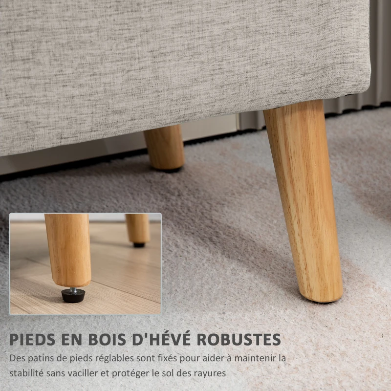 HOMCOM Banc coffre rangement rembourré aspect lin pour chambre à coucher, entrée, salon, charge 220 Kg, 110 x 39 x 45 cm, beige