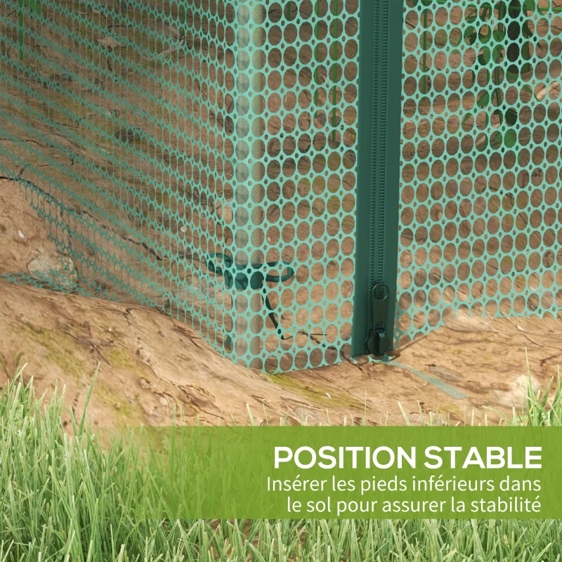 Outsunny Serre de jardin serre à tomates filet protection porte zippée enroulable HDPE, dim. 125L x 248l x 62,5H cm