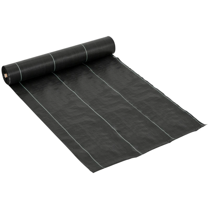 Outsunny Toiles de paillage - Toile anti mauvaises herbes - toile de paillage anti mauvaises herbes 100 g/m² - indéchirable perméable à l'eau anti UV dim. 50L x 2l m - PP noir vert