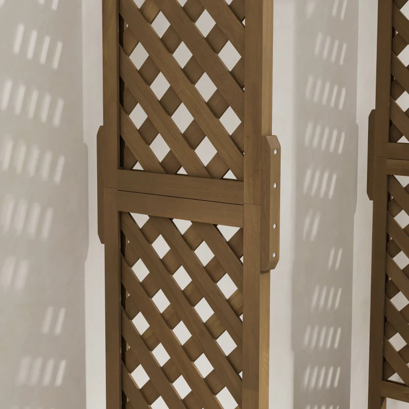 Outsunny Jardinière avec treillis et arche, bac à fleurs avec trou de drainage pour plante grimpante, 112 x 41 x 180 cm, marron